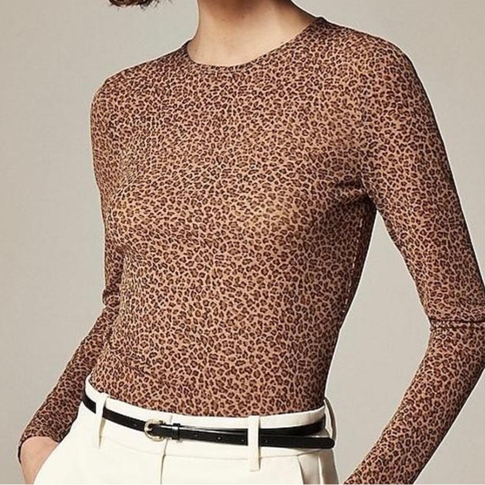 J CREW SEMI SHEER LEOPARD TOP- XS NWT